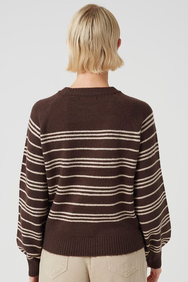 Brave Soul Striped round neck jumper brown