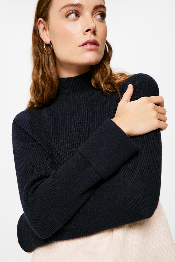 Springfield Colour block two-material jumper navy mix