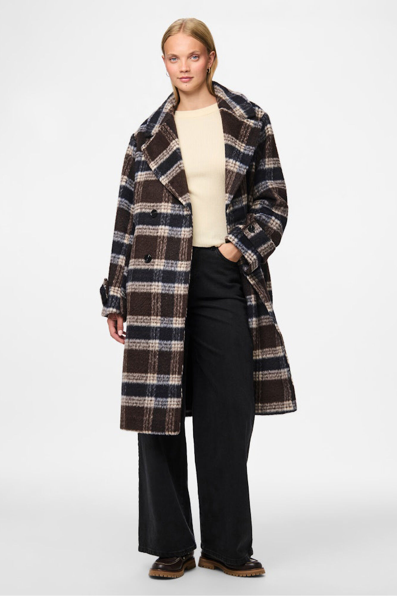 Pieces Casaco de tecido Sobretudo com lapelas