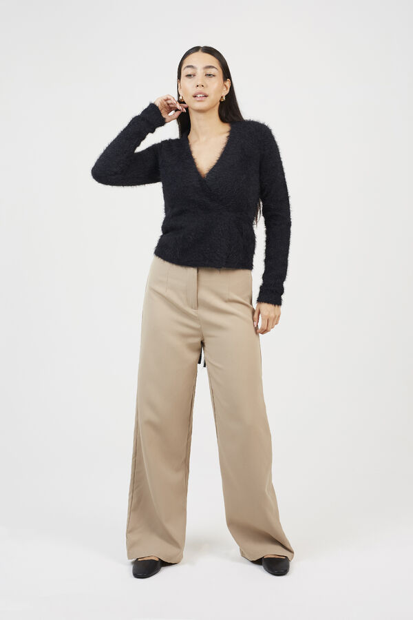 Brave Soul Fluffy wrap cardigan black