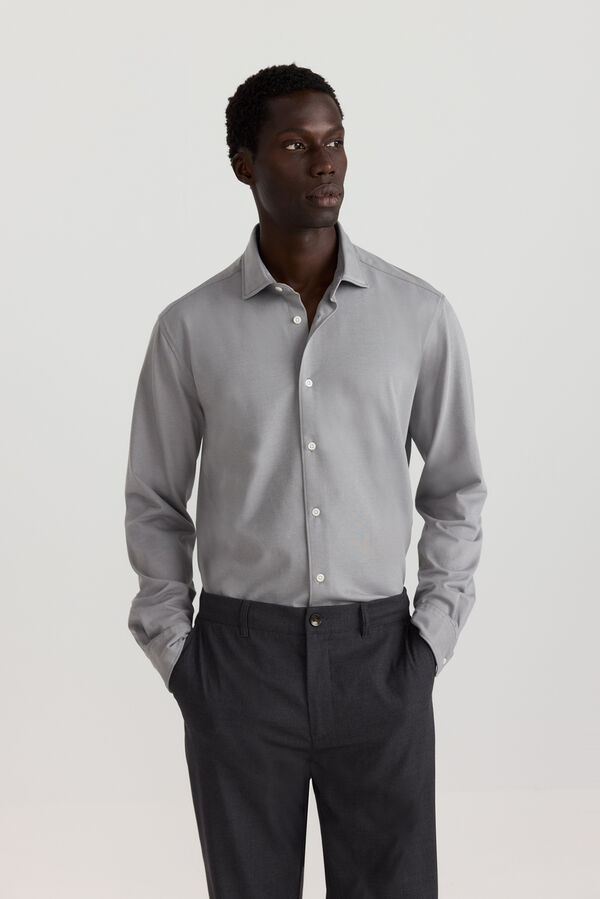 Springfield Camisa performance comfort quick dry e non-iron cinzento
