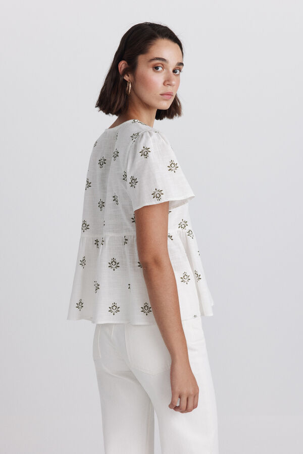 Springfield Peplum shirt with neckline details beige