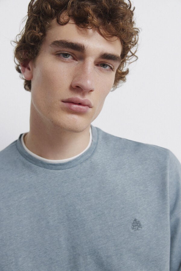 Springfield long sleeve T-shirt with double micro-stripe blue