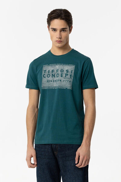 Springfield T-Shirt mit Print vorne grün