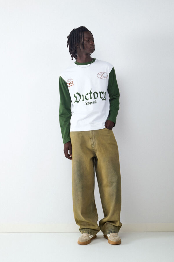 Balmohk long sleeve soccer print t-shirt white