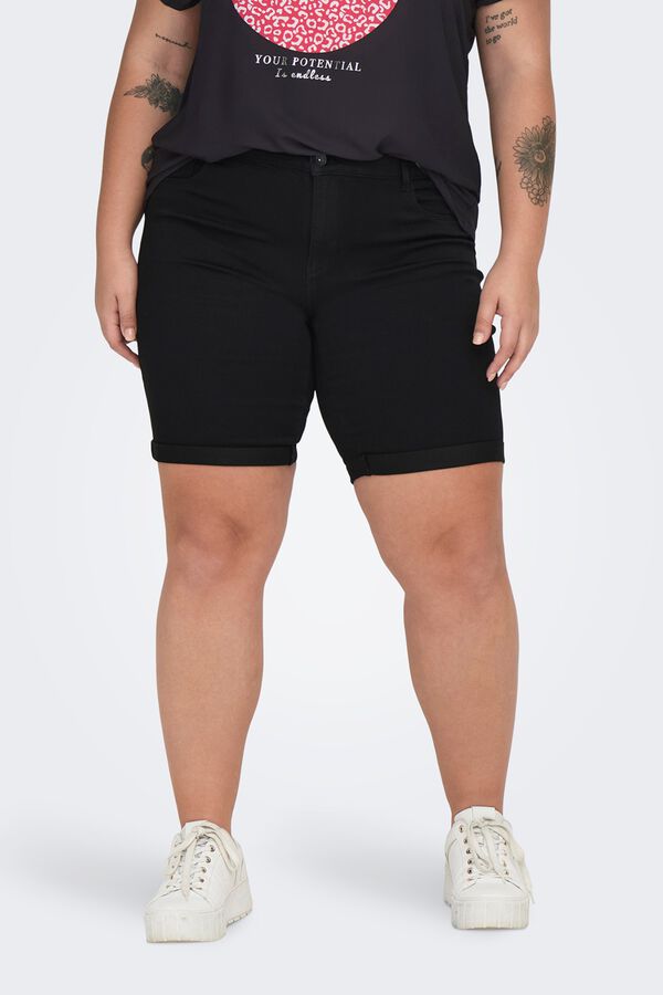 Only Carmakoma Shorts denim pitillo talla grande negro