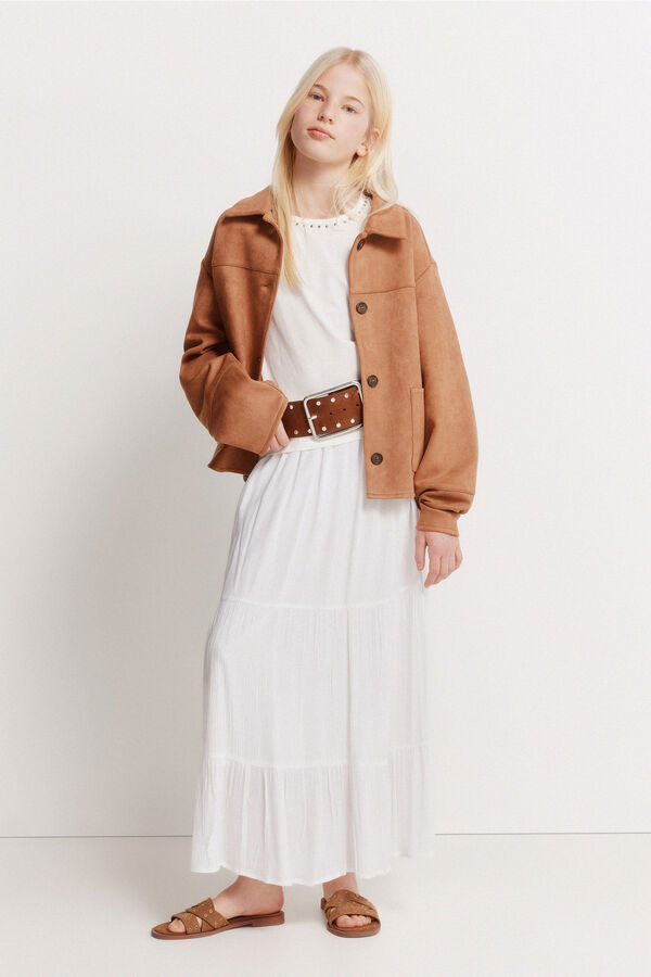 Springfield Kids Casaco para menina em camur&ccedil;a sint&eacute;tica cru