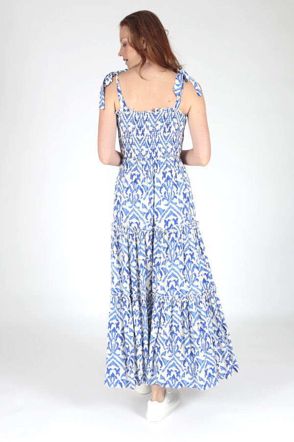 Springfield Kleid mit Print und Raffung blau