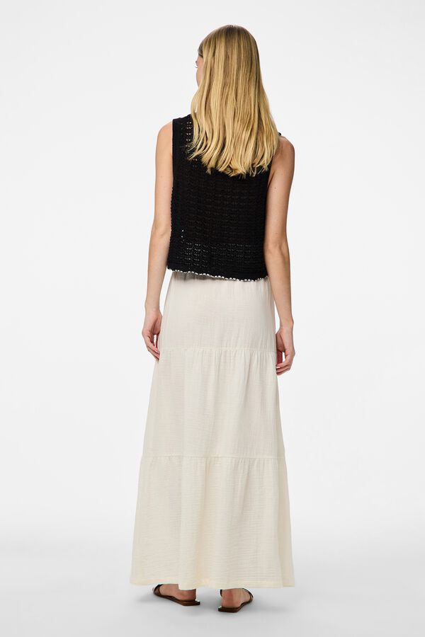Pieces Cotton long skirt white