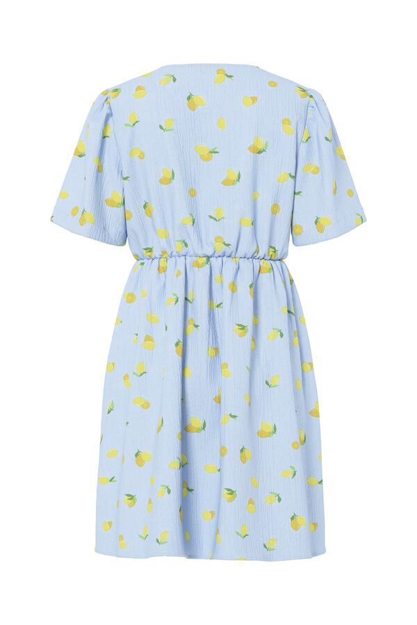 Pieces Vestido mini estampado con manga corta azul