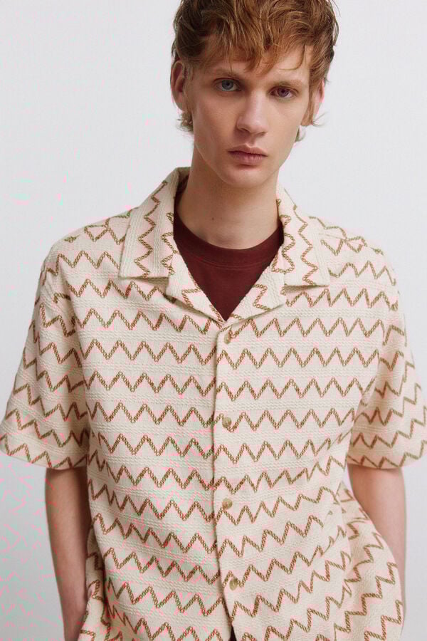 Springfield Printed jersey bowling shirt white