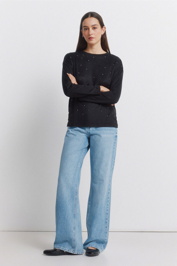 Springfield Front studded T-shirt black