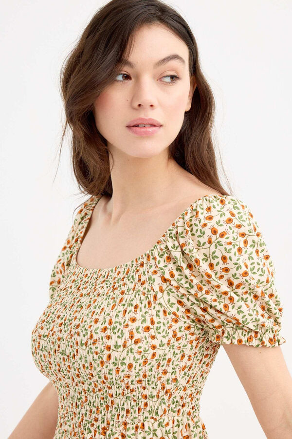 Inside Short sleeve mini dress brown