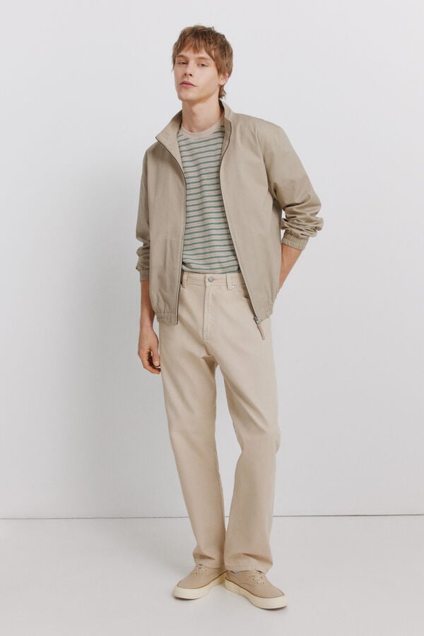 Springfield 5-pocket washed straight fit trousers nude