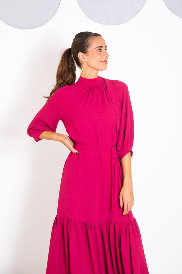 Cul Sac Halterneck ruffle dress red