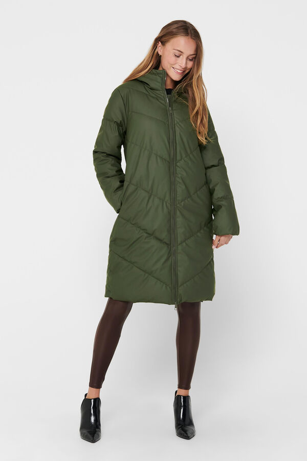 Springfield Long hooded puffer coat green