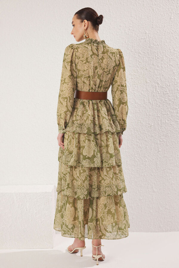 Trendyol Vestido largo volantes verde