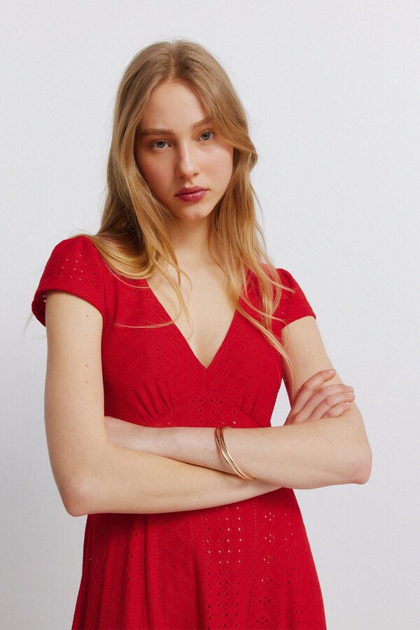 Springfield Lace print dress red