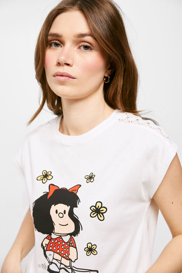 Springfield T-shirt Mafalda Crochet Ombros ocre
