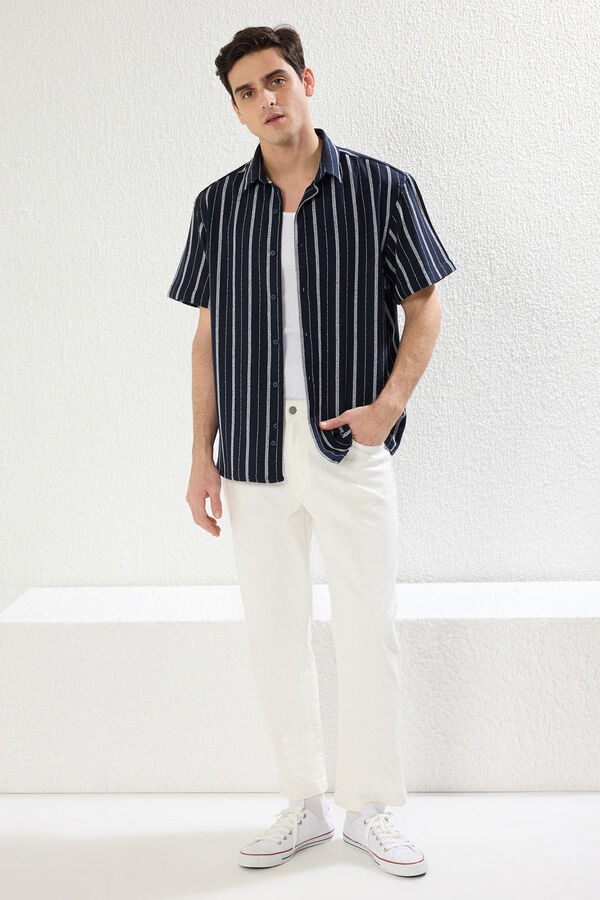 Trendyol Camisa oversize de manga corta azul