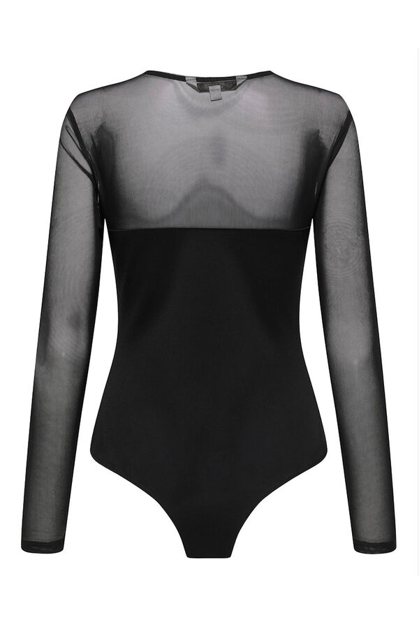 Only Halbtransparenter, enger Body Schwarz