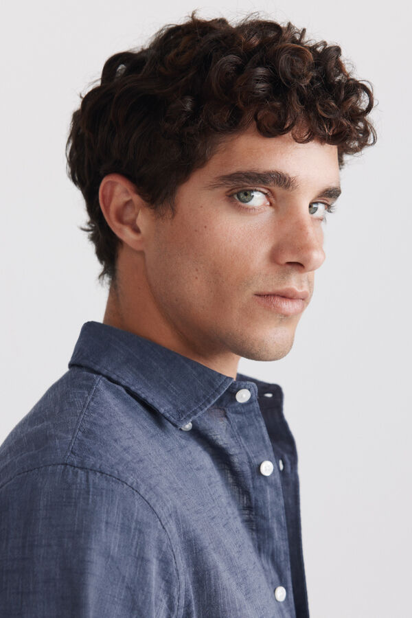 Springfield Linen-look shirt blue