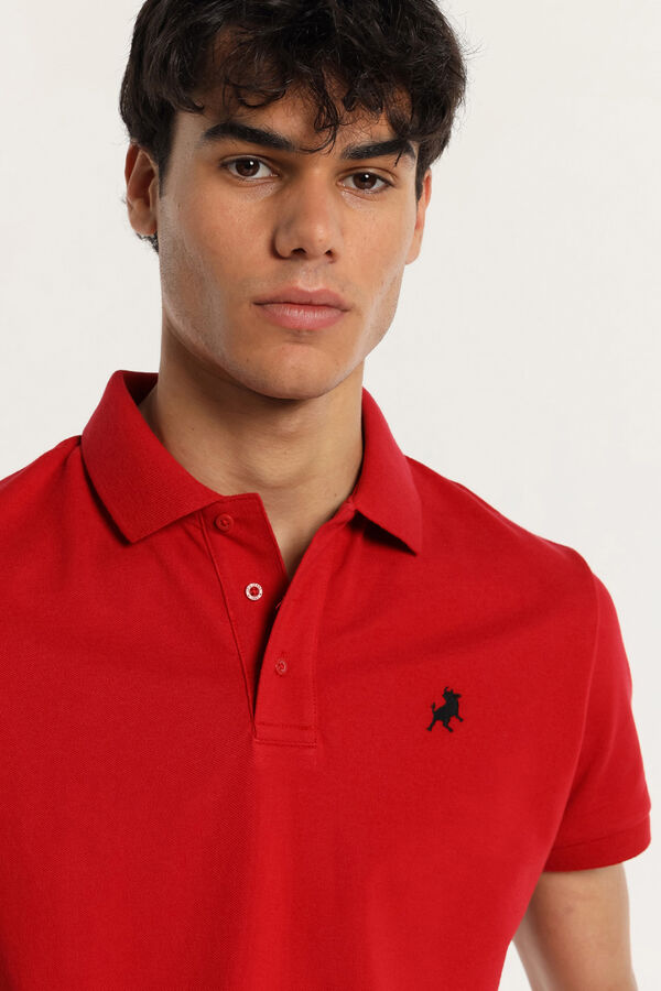 Lois Embroidered logo short sleeve polo shirt red