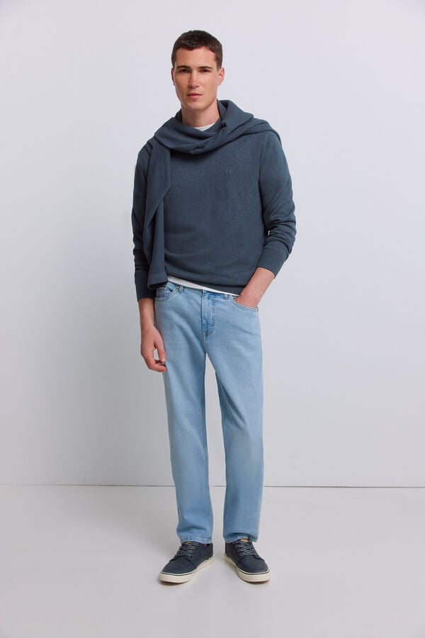 Springfield Basic round neck jumper blue