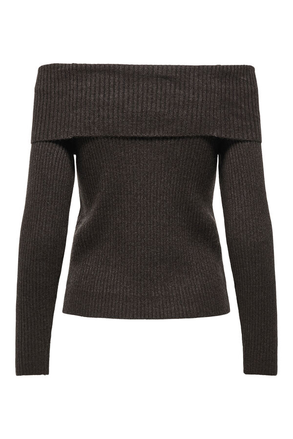 Only Jersey cuello barco vuelto marr&oacute;n