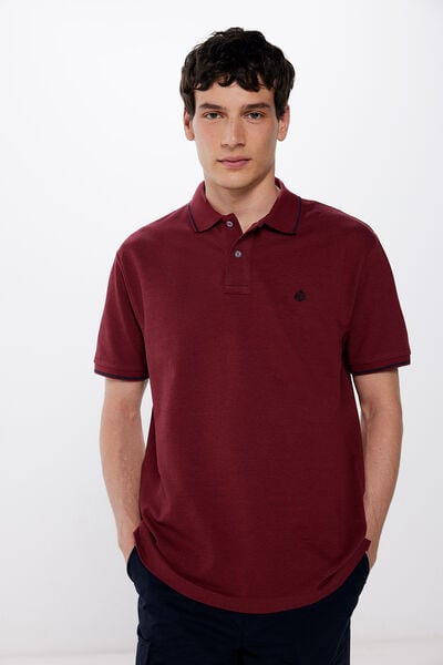 Springfield Two-tone regular fit piqué polo shirt royal red