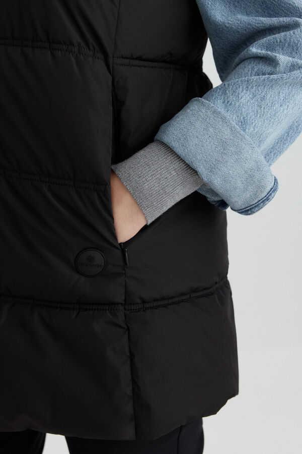 Springfield Long down gilet with hood black