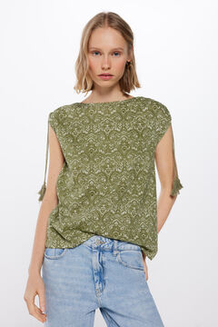 Springfield Printed T-shirt with shoulder bow  green