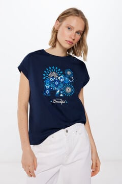 Springfield T-shirt Graphique Ethnique bleuté