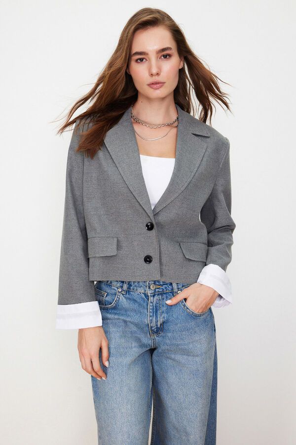 Trendyol Blazer cropped gris