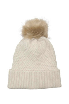 Only Gorro de lana con pomp&oacute;n blanco