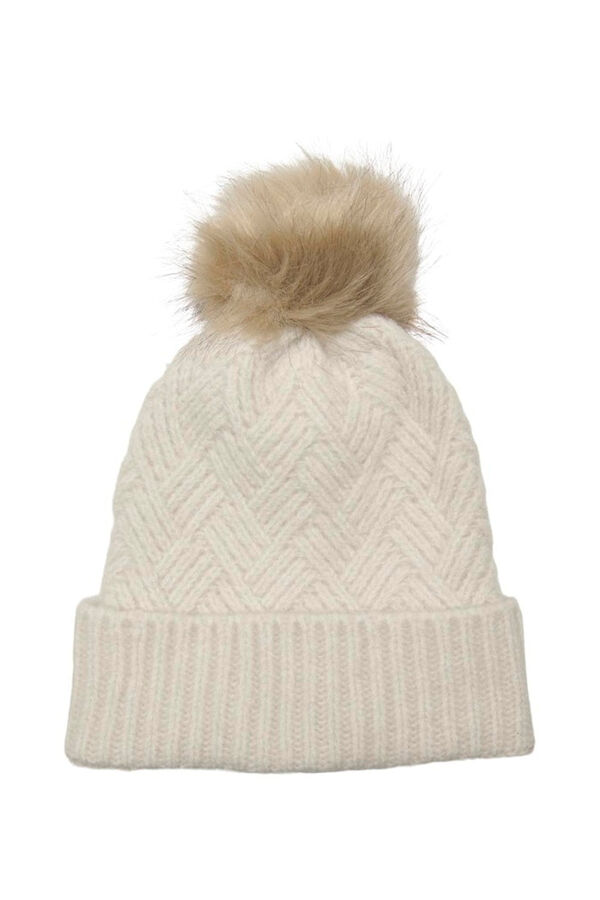 Only Gorro de lana con pomp&oacute;n blanco