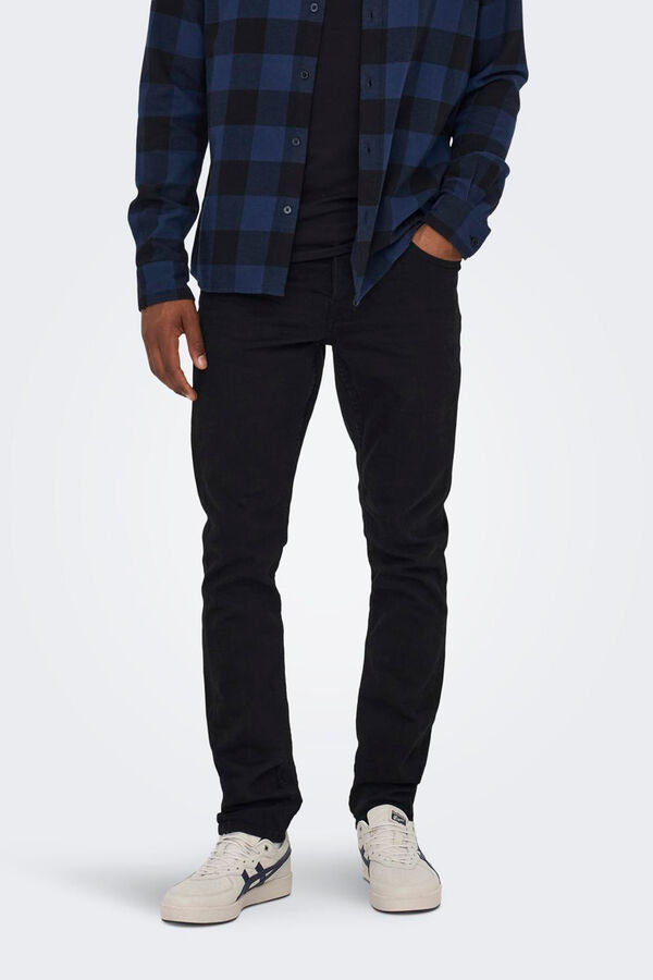 Springfield Calça jeans preta slim fit masculina preto