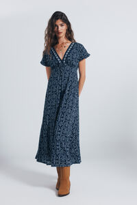 Springfield midi dress with border neckline