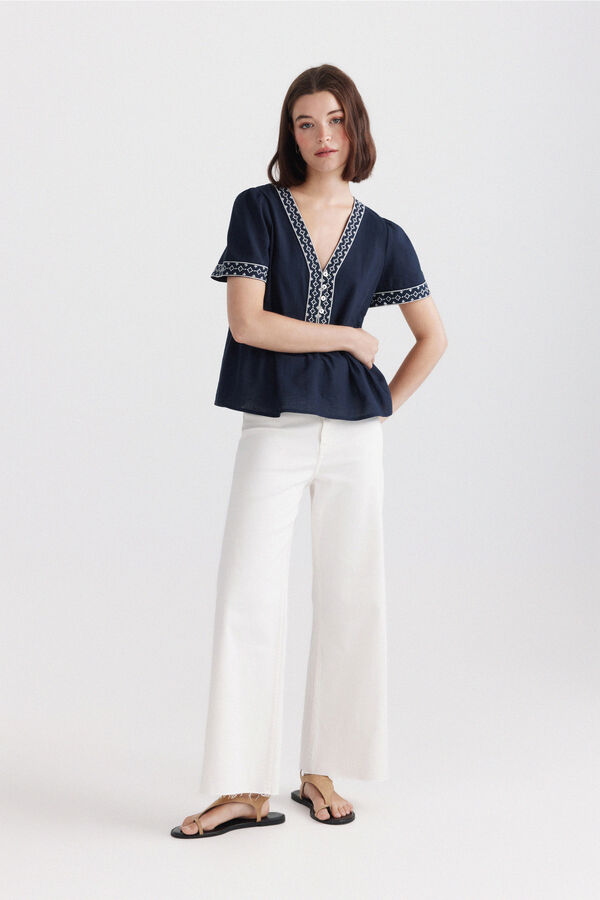 Springfield Peplum shirt with neckline details blue