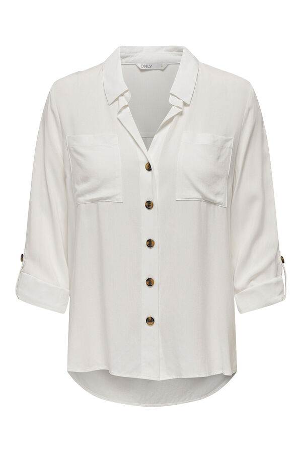 Only Camisa de rayas bolsillos frontales blanco