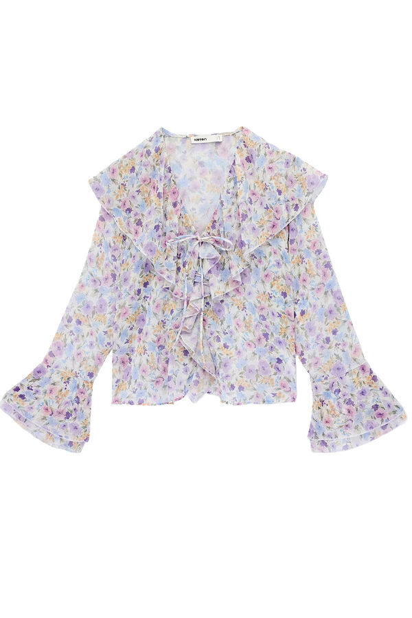 Koton Blusa de chiffon com folhos azul