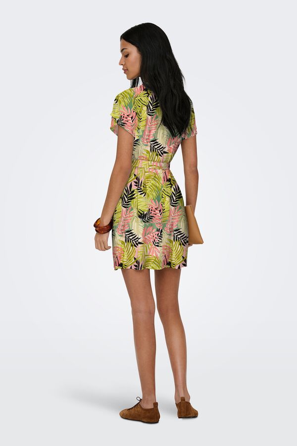 Only Vestido curto estampado floral verde