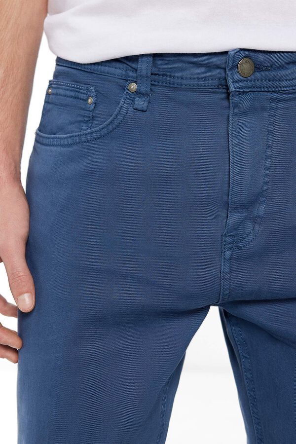 Springfield Uske isprane hlače u boji s 5 džepova plava