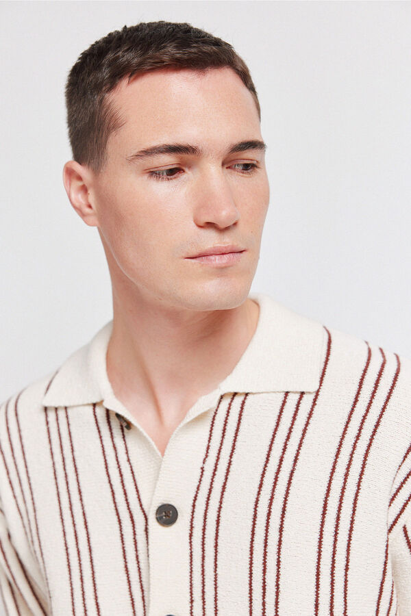 Springfield Patterned striped cardigan white