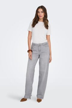JDY Jeans retos de cintura m&eacute;dia cinzento
