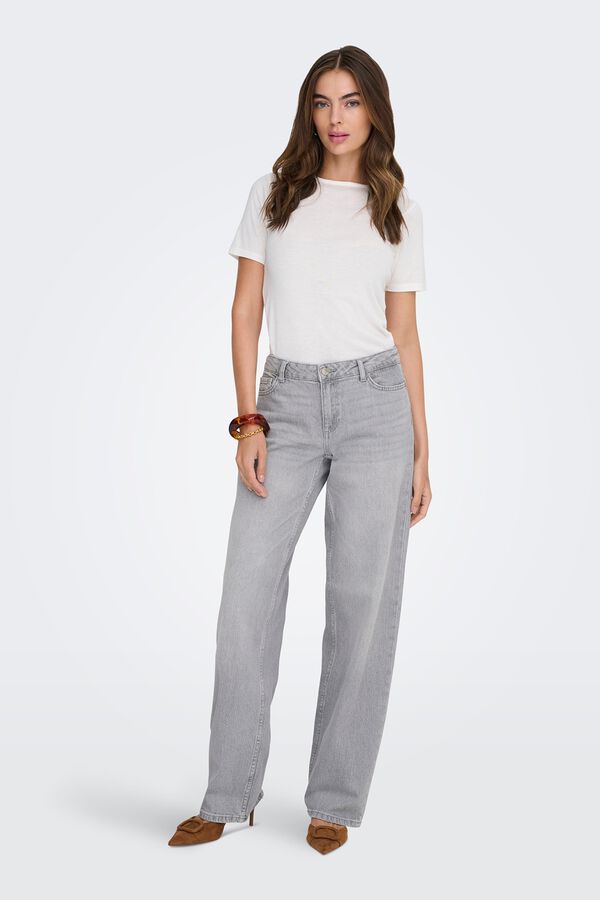 JDY Jeans retos de cintura m&eacute;dia cinzento