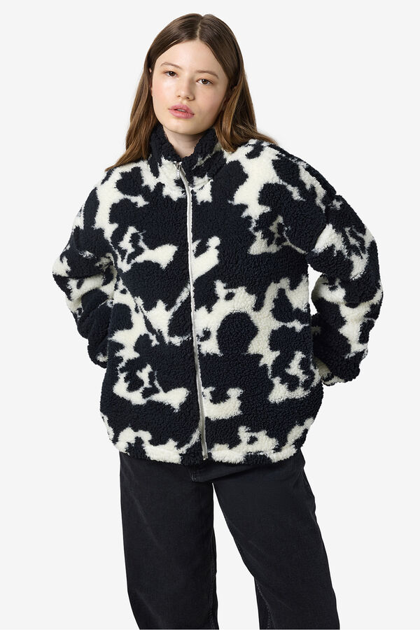 Noisy May Checkered teddy jacket Crna