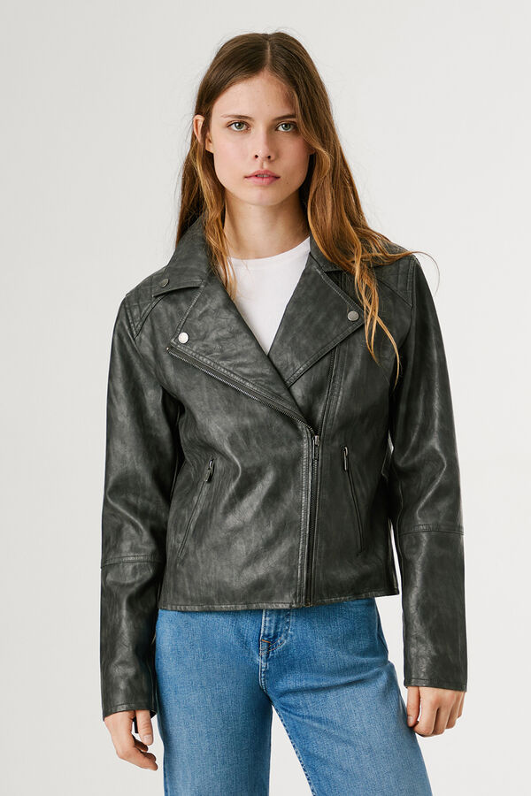 Pepe Jeans Cazadora Biker Efecto Piel negro