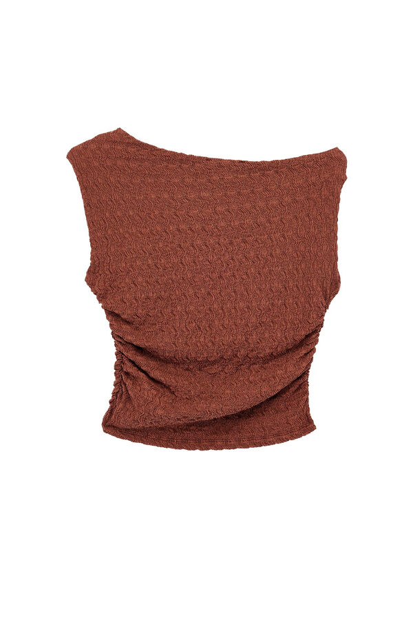 Koton Blusa drapeada entallada tostado