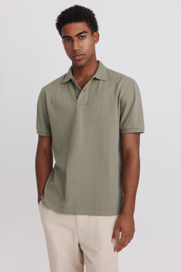 Springfield Slim fit structure polo shirt beige